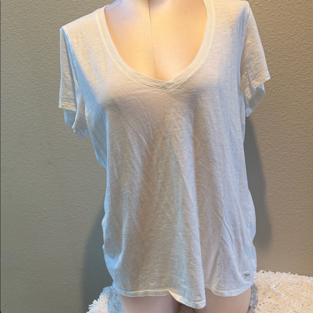 PINK Victoria's Secret Cream V-Neck Tee